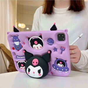 Kuromi Purple iPad Case Kids Cartoon Kuromi Case Stand Cover Fr iPad 10/9/8/7/6/